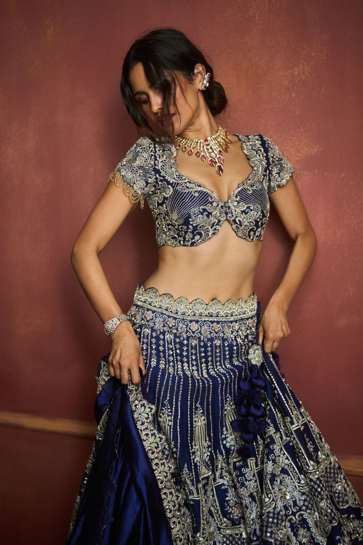 Purple Raw Silk Lehenga Set