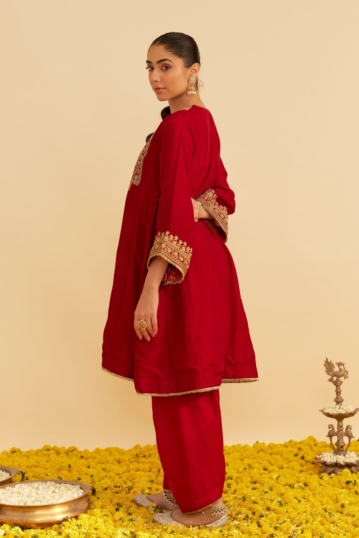 Mehza Red Salwar Set