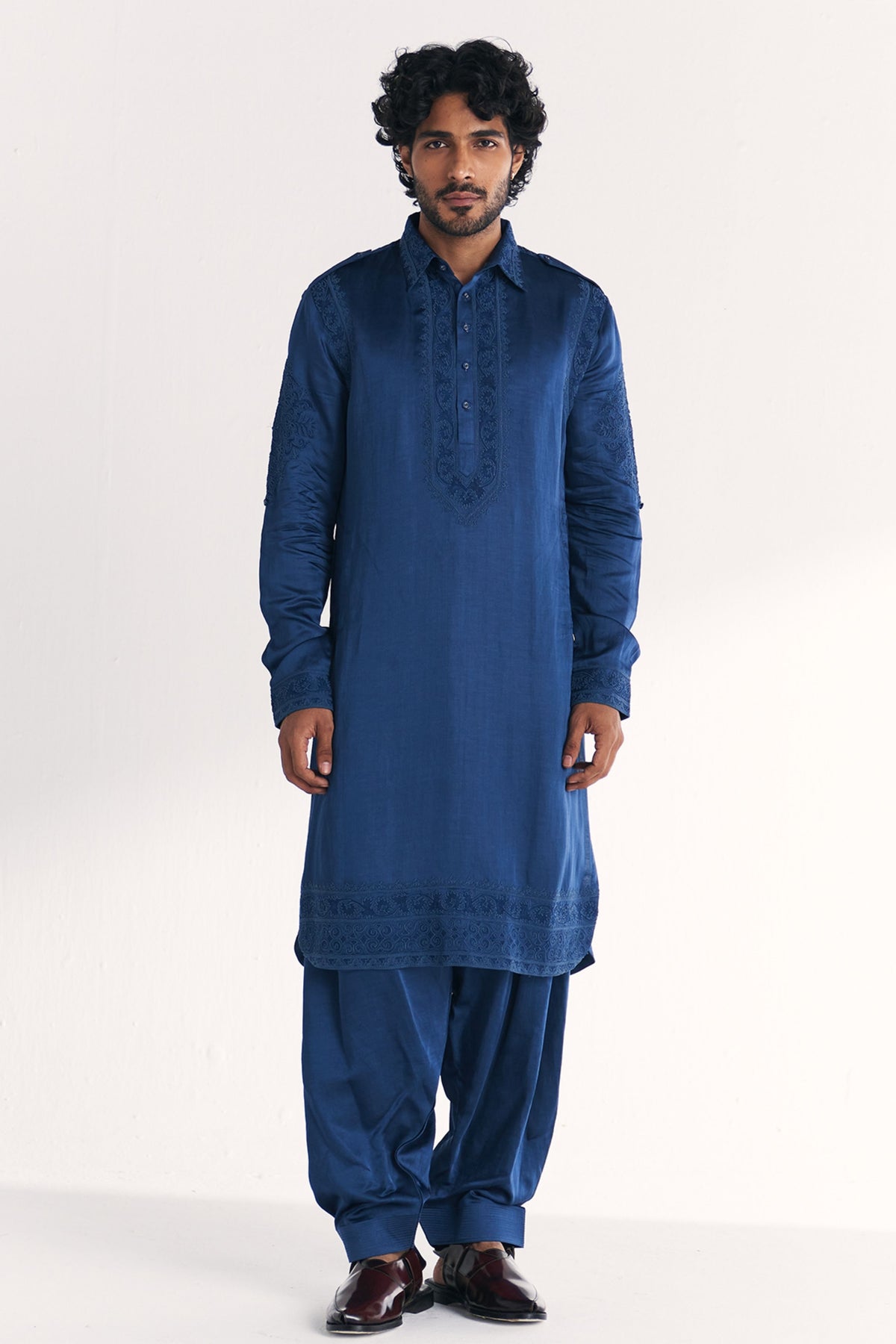 Jalal Blue Pathani Kurta Set