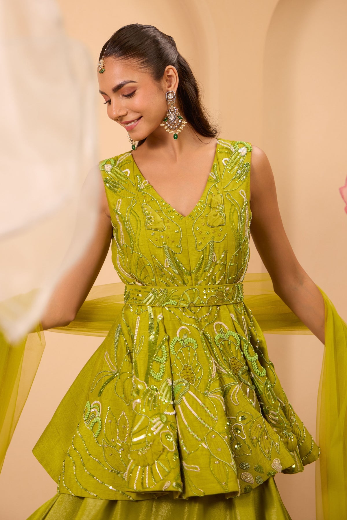 Green Peplum Set