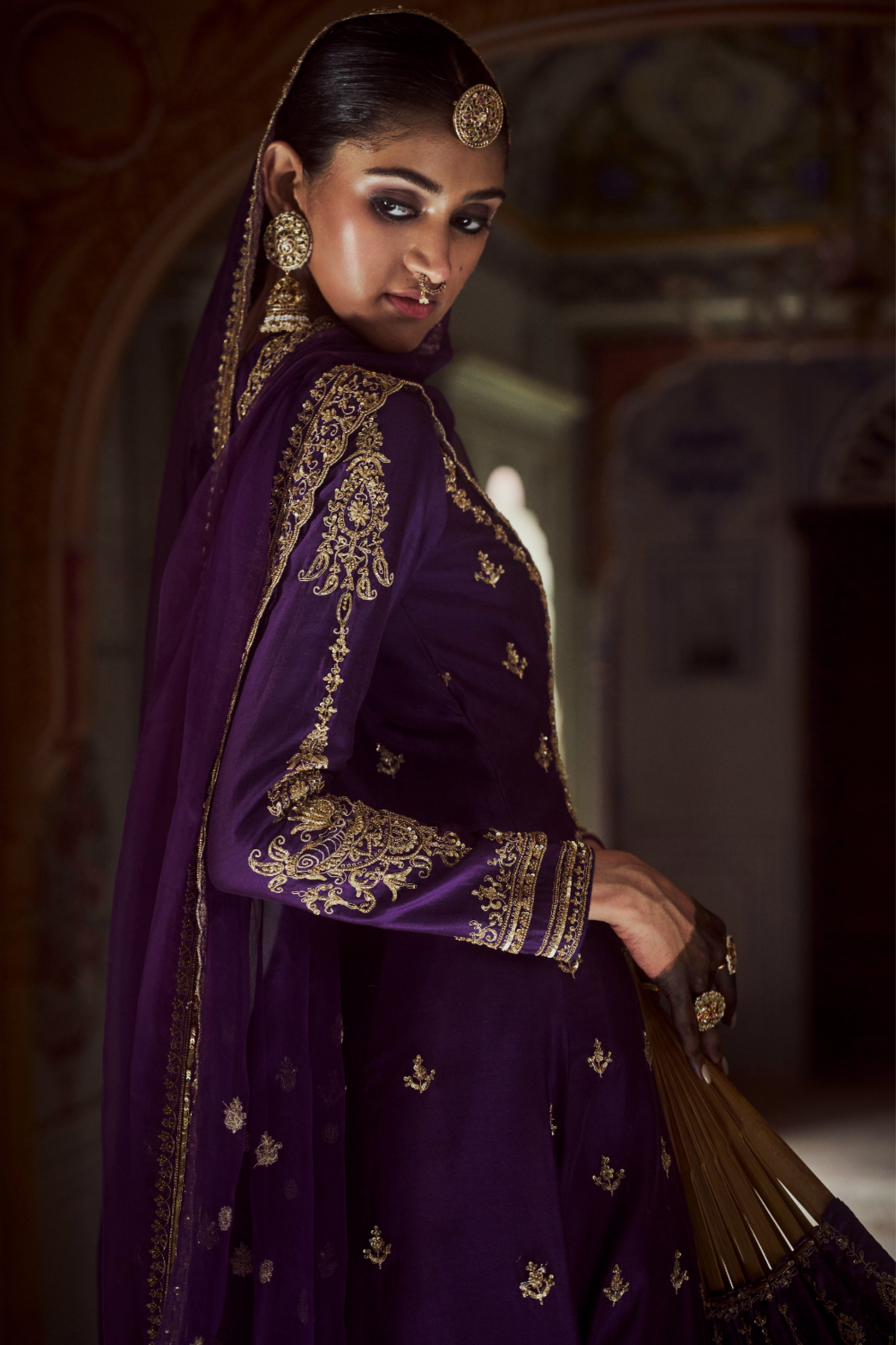 Purple Chanderi Silk  Jacket  Set