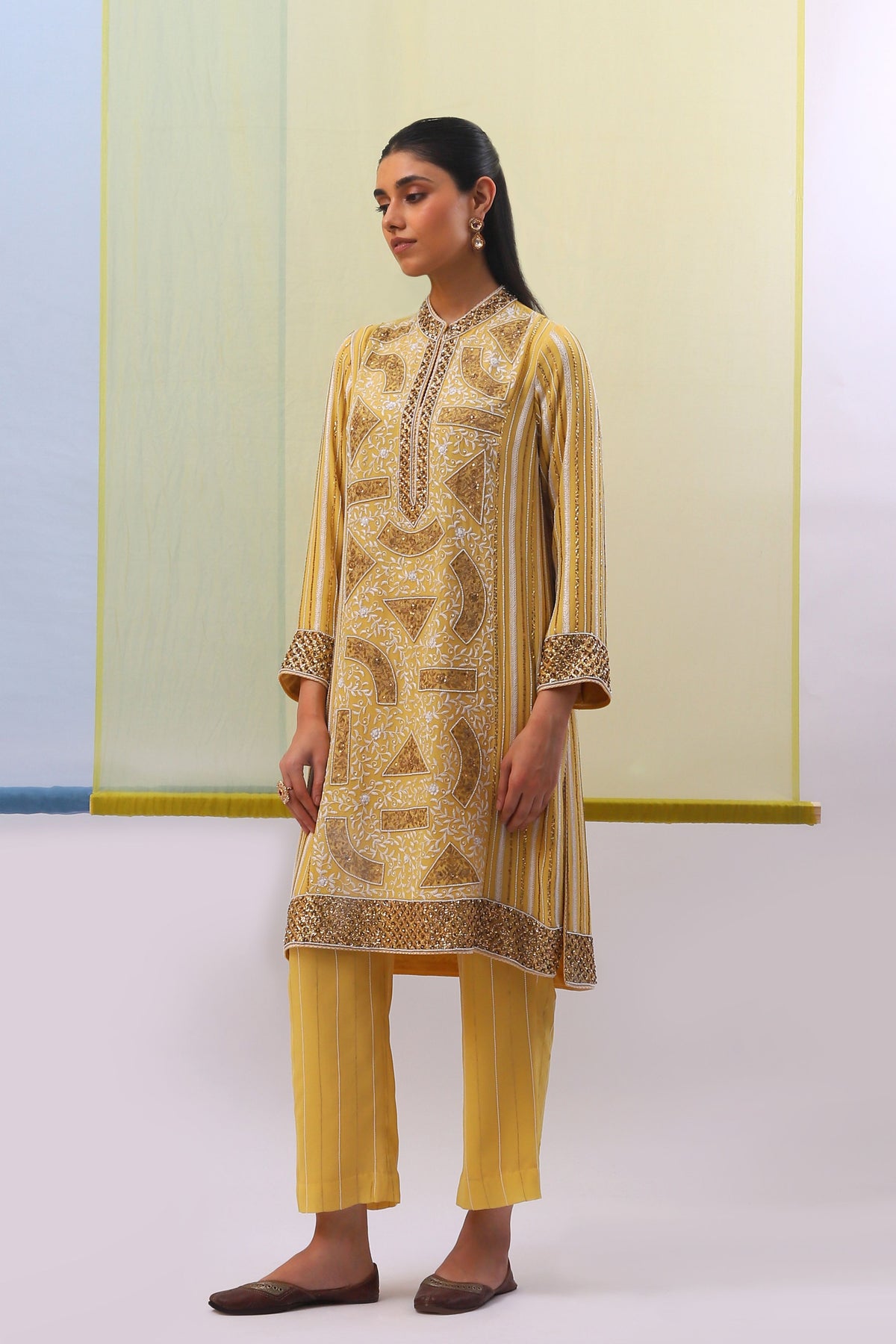 Yellow Nuha Long Kurta Set