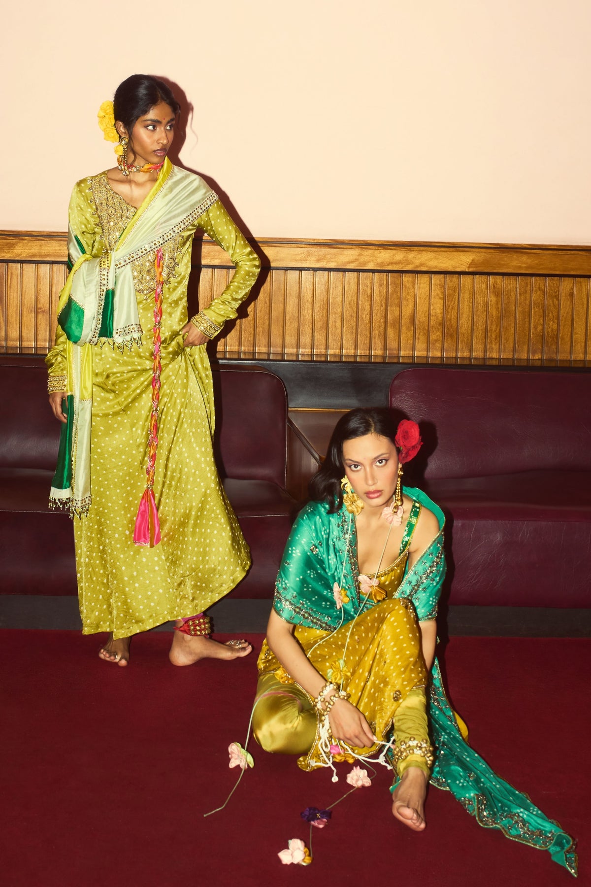 Ishq Olive Bandhani Anarkali Set