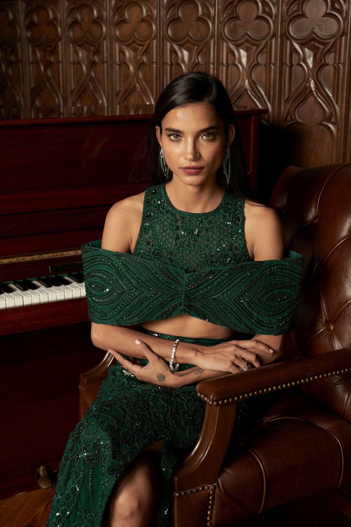 Emerald Indo western Co-ord Set