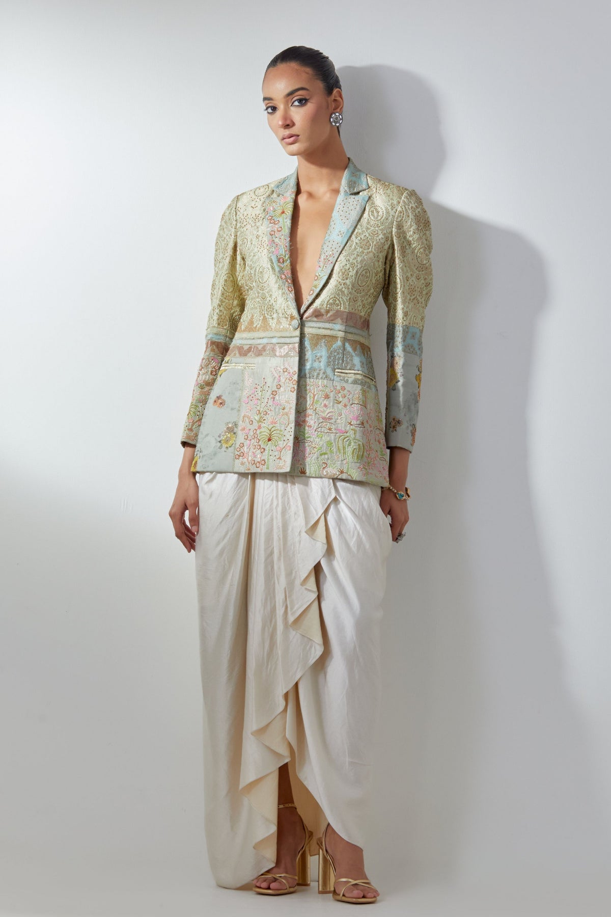 Aqua Embroidery Blazer