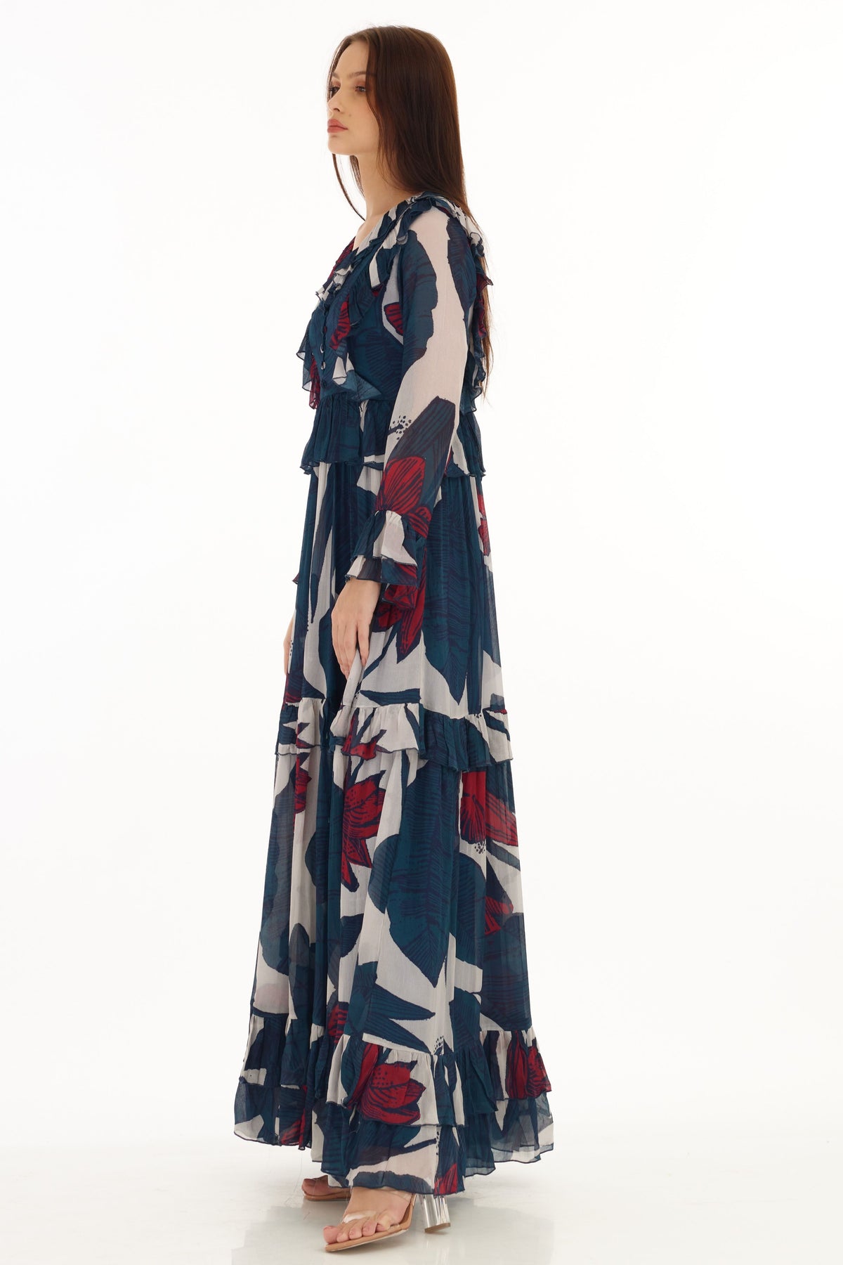 Blue and White Long Dress