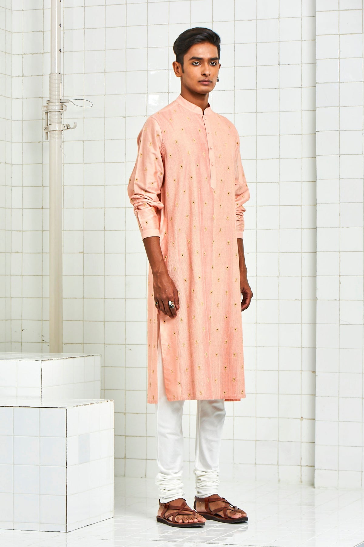 Peach Kalwara Embroidered Kurta Set