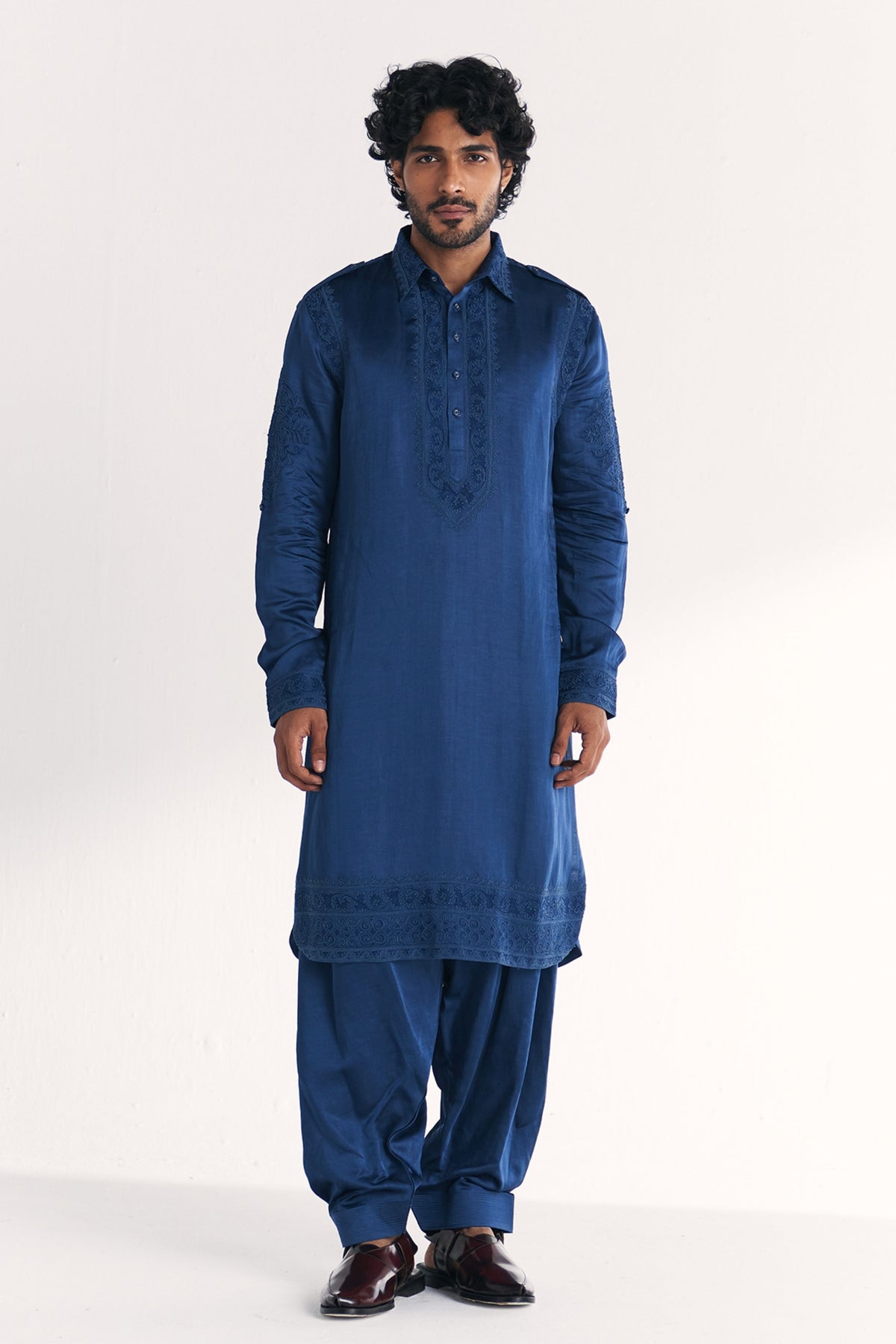 Jalal Blue Pathani Kurta Set