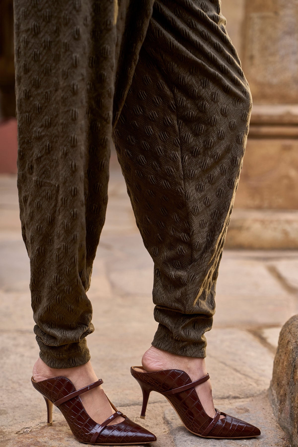 Brown Knit Sueded Pant