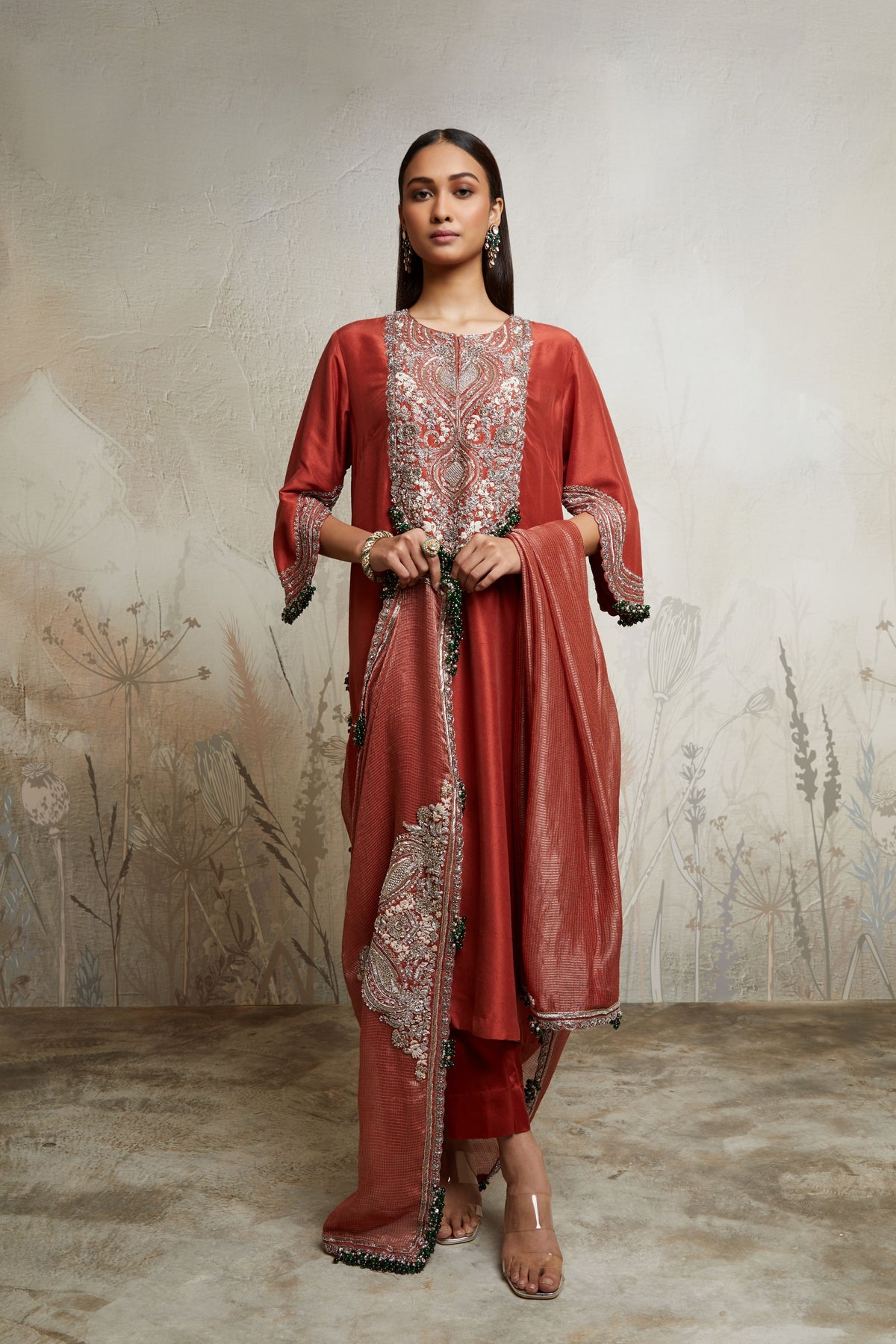 Deep Orange Maal Suit