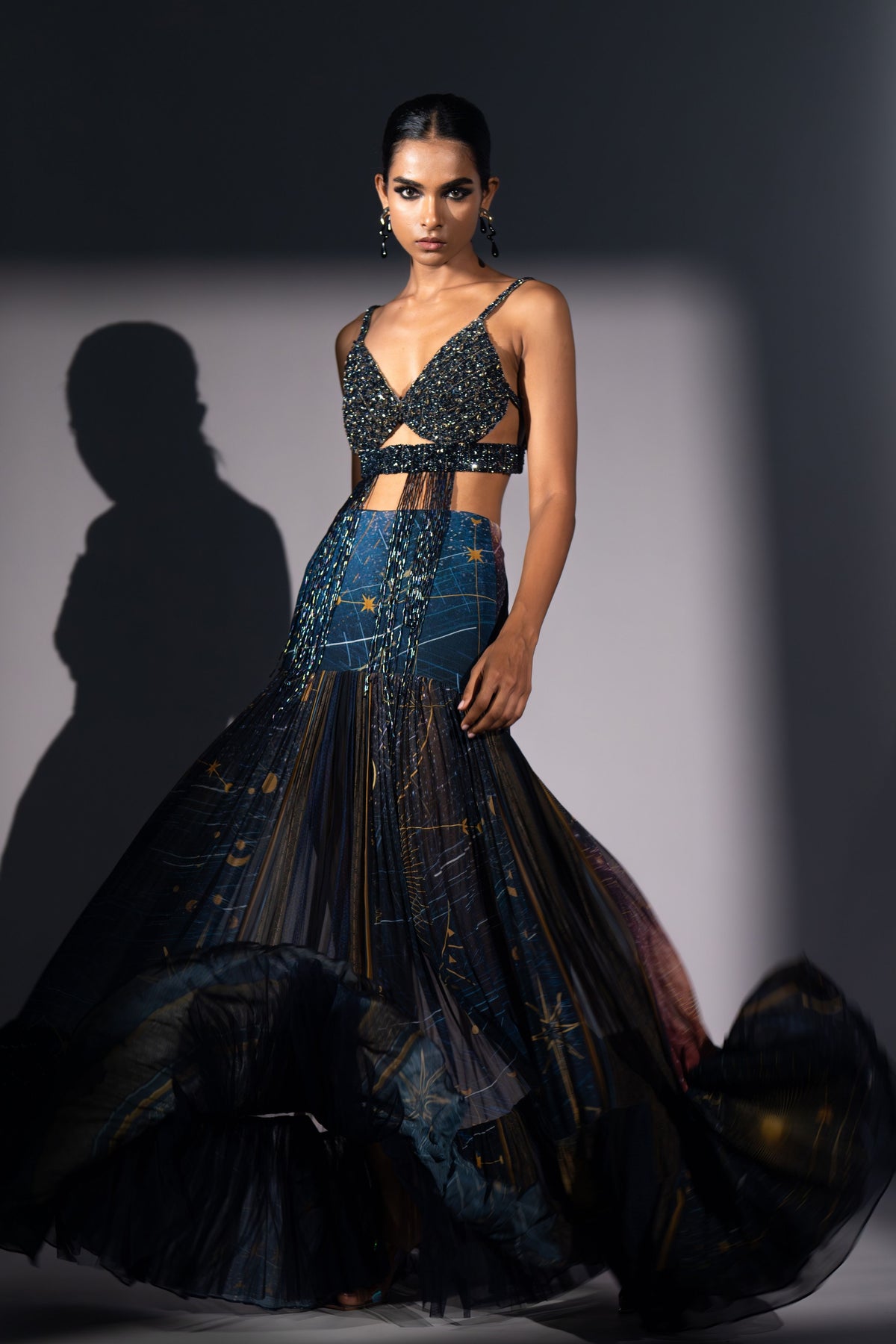 Blue Pleated Skirt