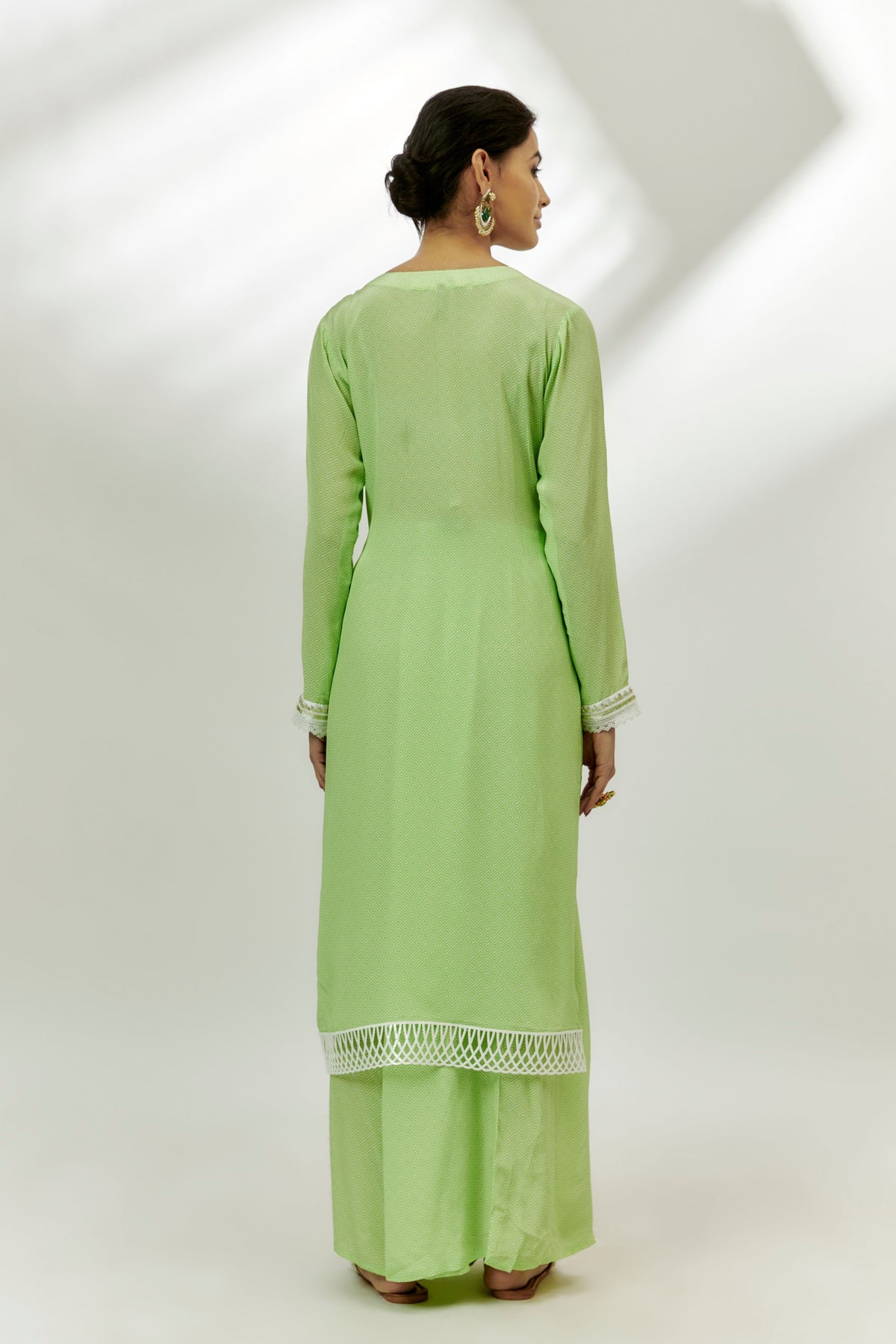 Lime Green Printed Kurta Set