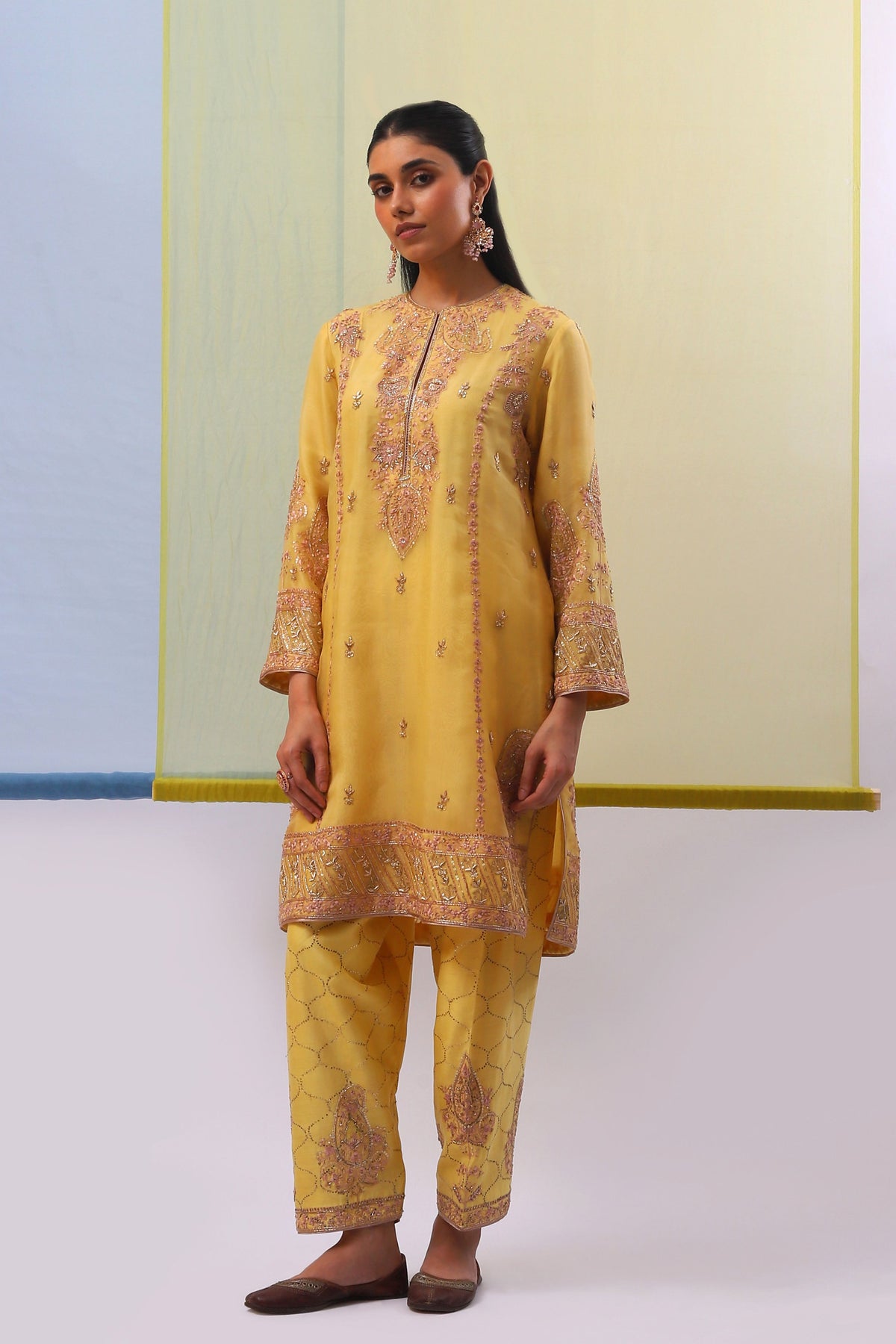 Yellow Mahiz Long Kurta Set
