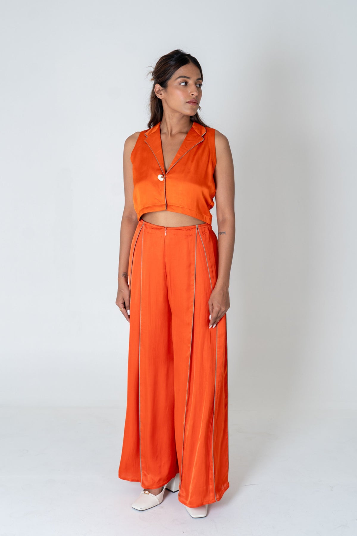 Orange Sleeveless Waistcoat Co-ord Set