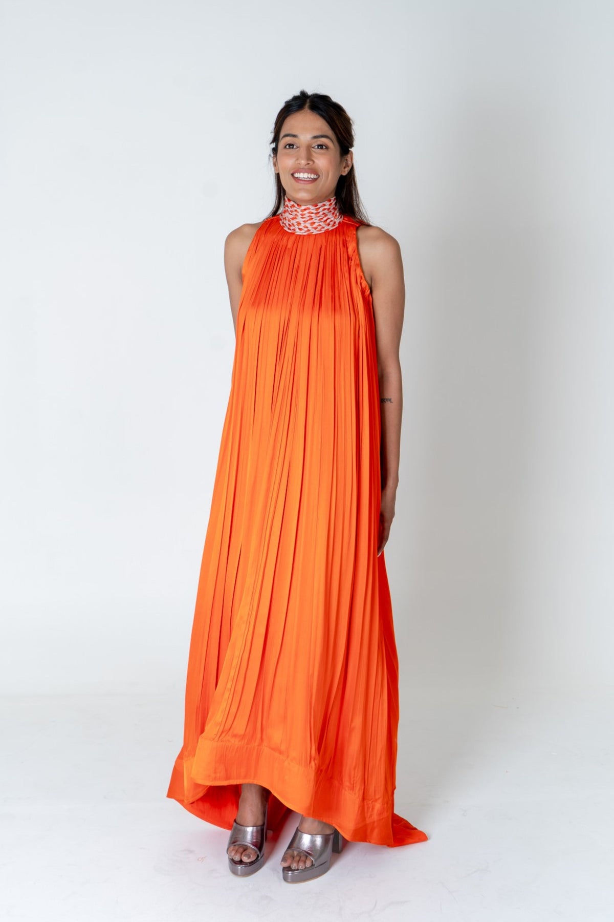 Orange-pink Gather Gown
