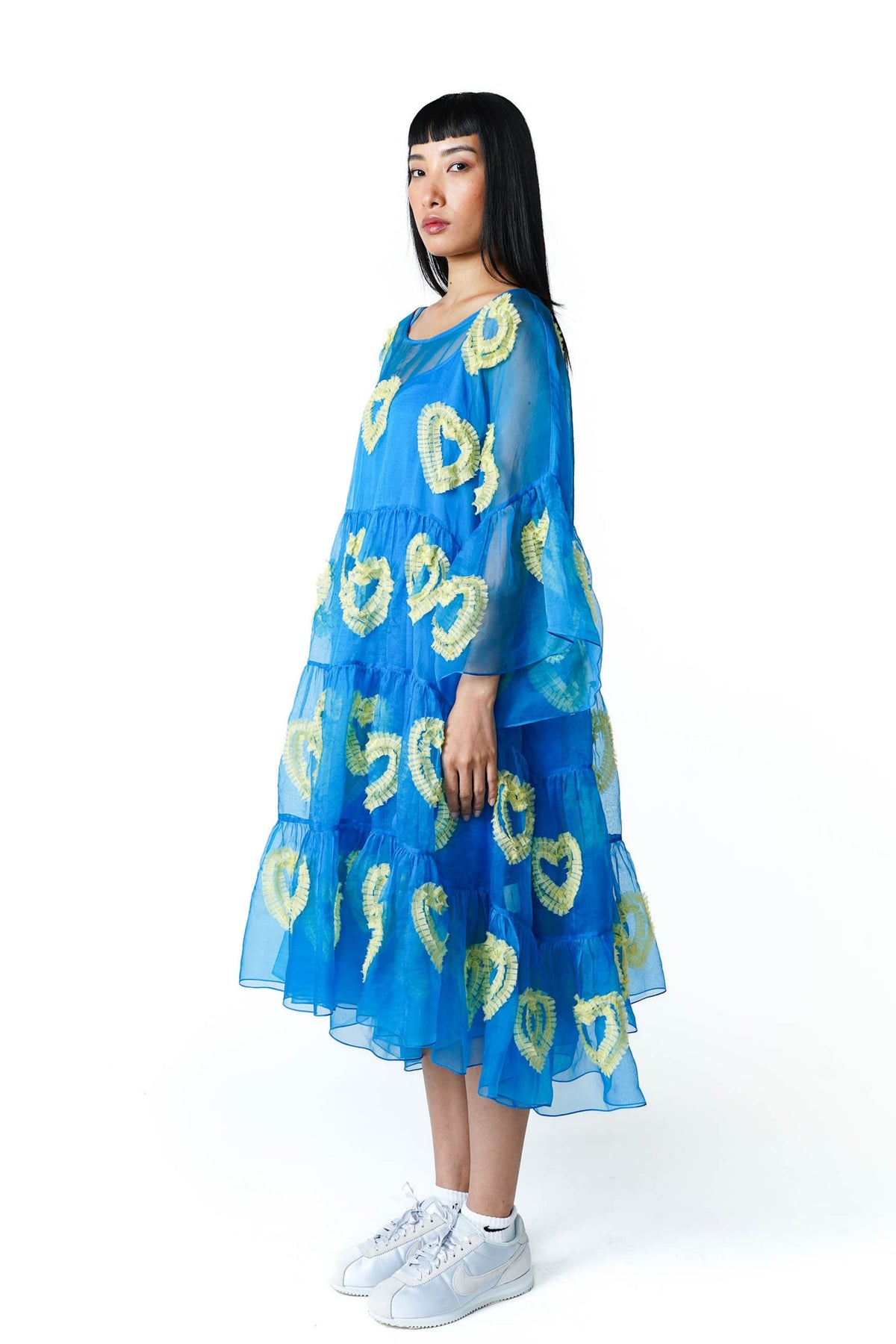 Lime Blue Hearts Tier Dress