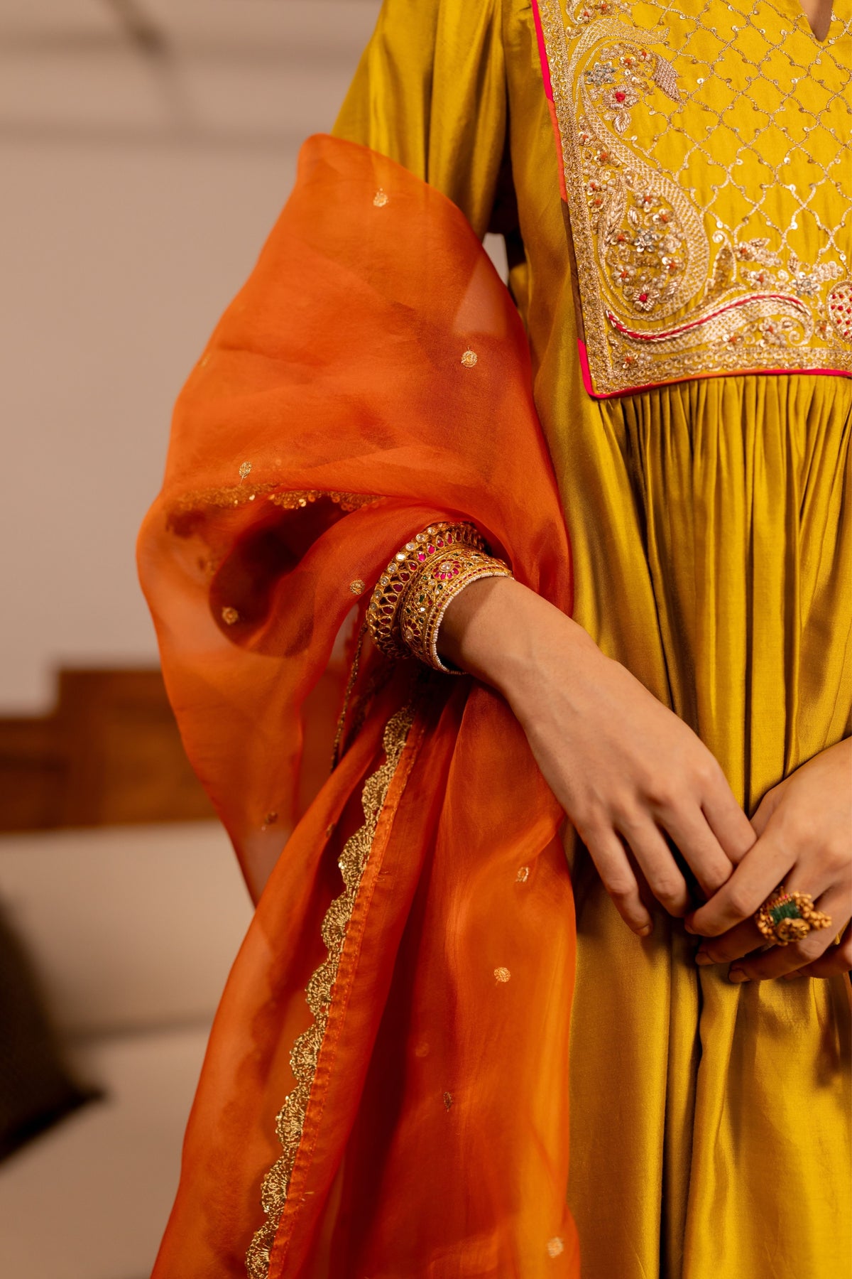 Vrishabh Mustard Kurta Set With Dupatta