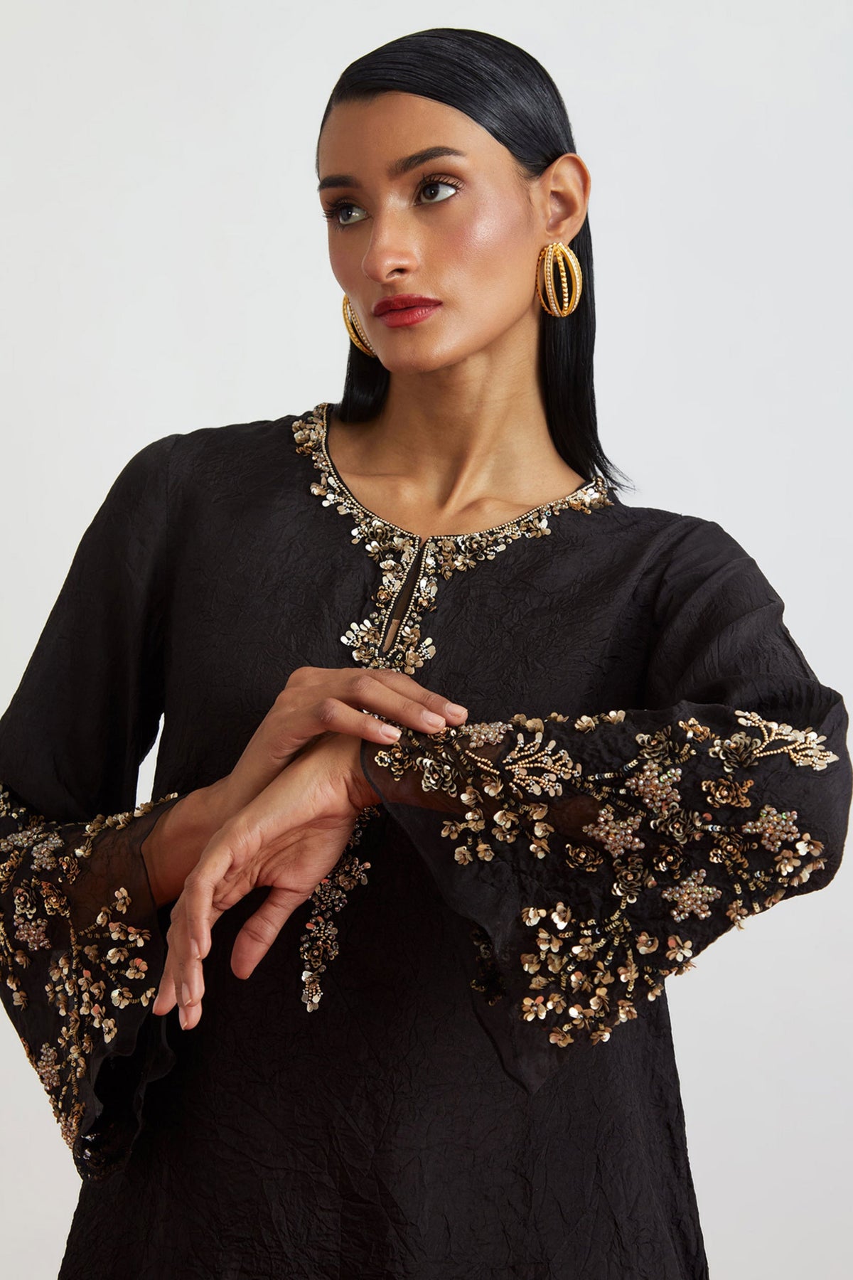 Embroidered Beaded Black Salwar Set