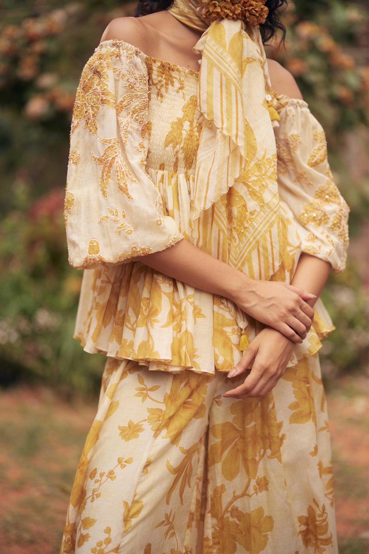 Golden Yellow Peplum Set