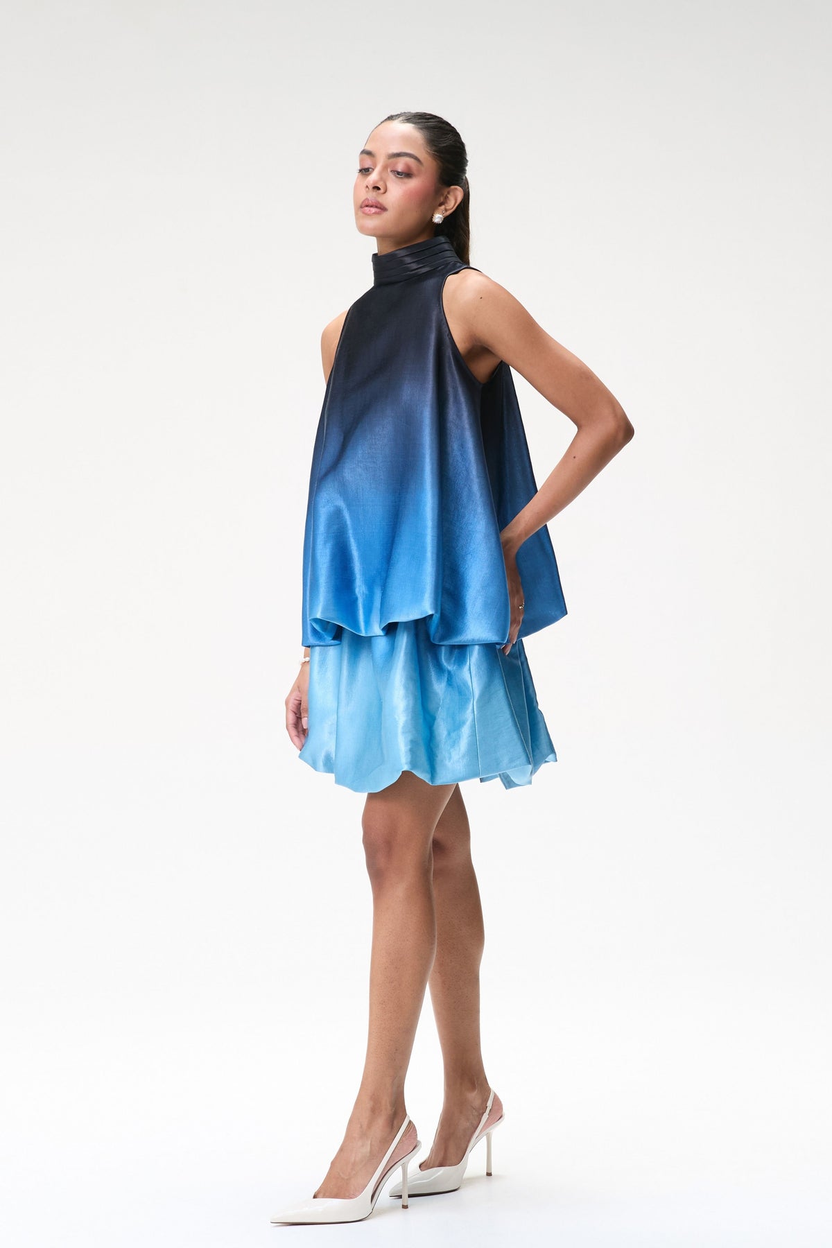 Ombre Bubble Hem Halter Top