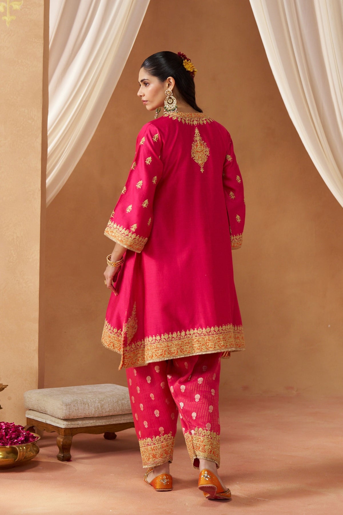Zeenal Hot Pink A-Line Set