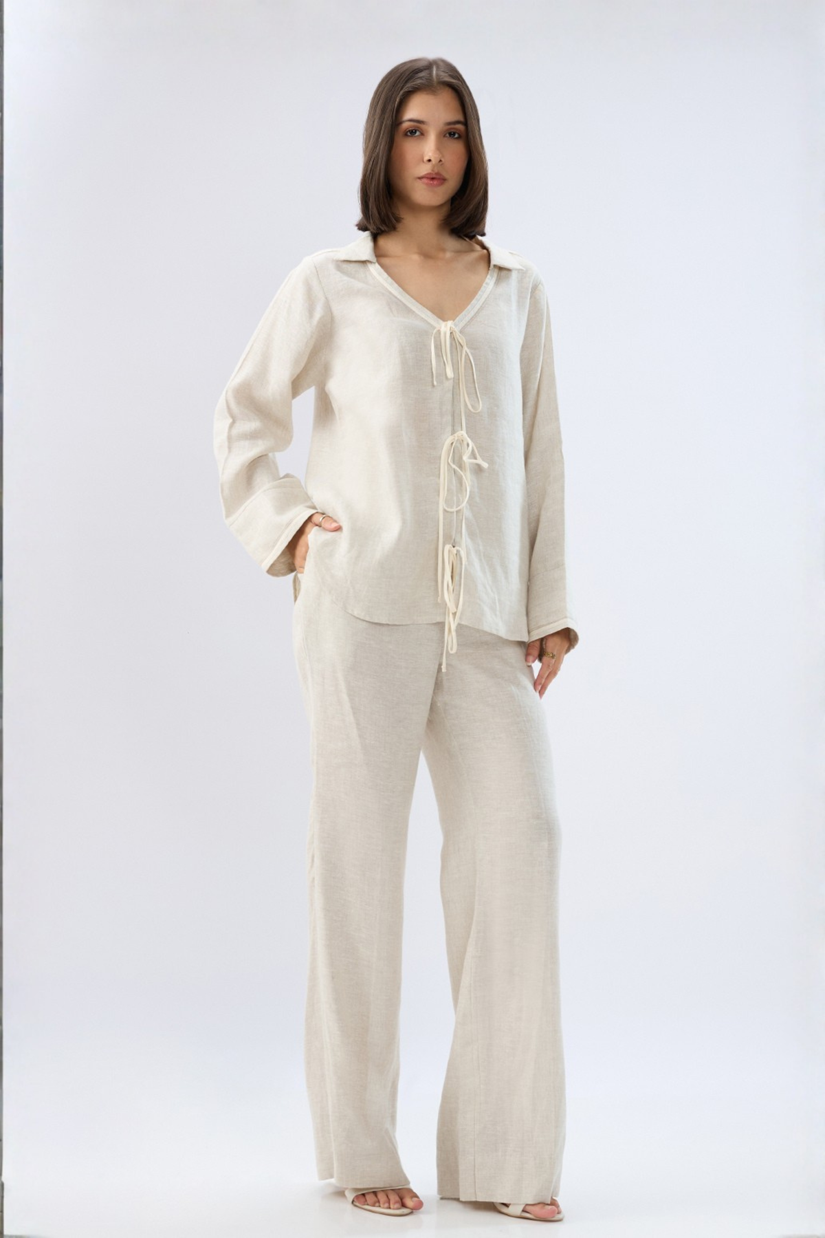 Beige Tie-up Co-ord Set