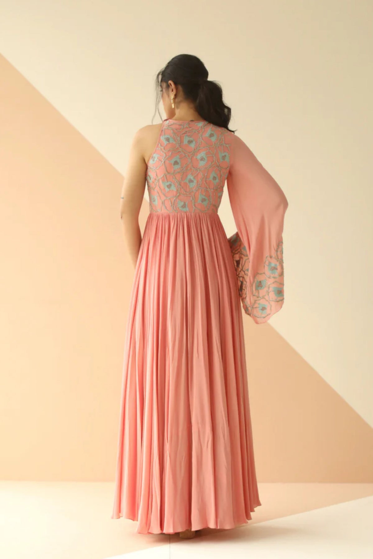 Mauve one sleeve anarkali