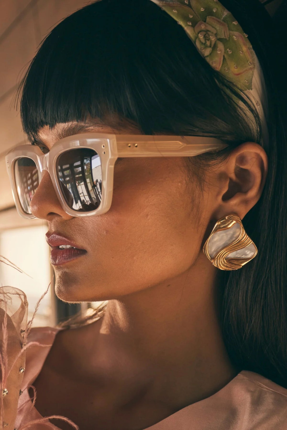 White Amby Studs Earring