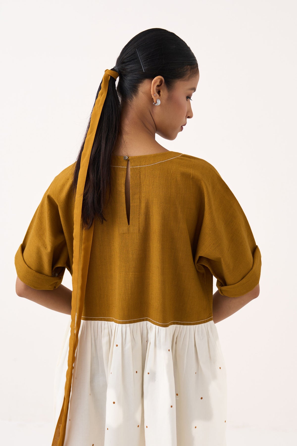 Yoke Gather Polka Dress