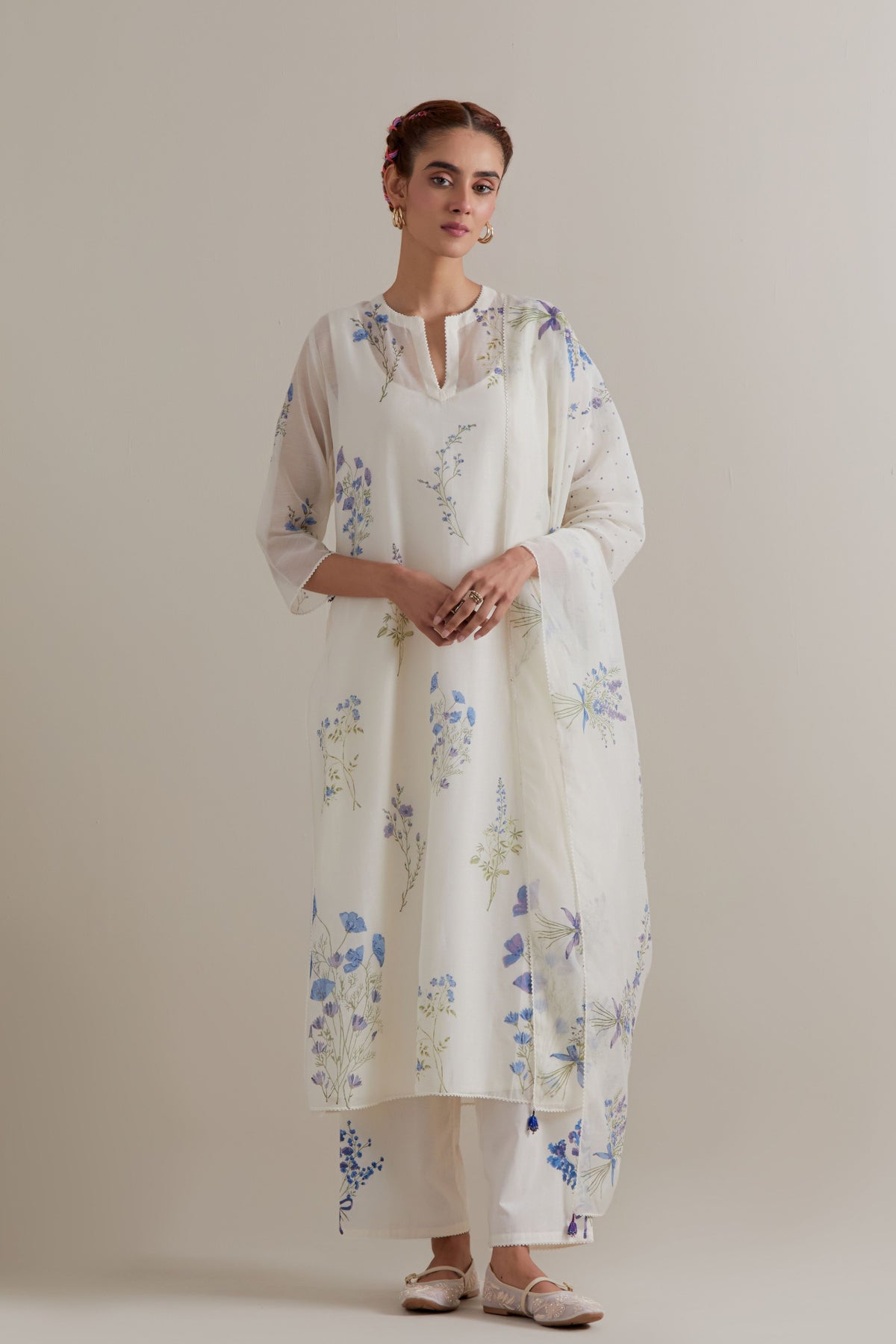 Blue Green Floral Kurta