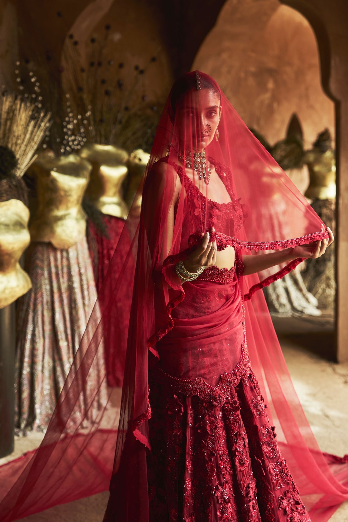 Crimson Rose Lehenga Set