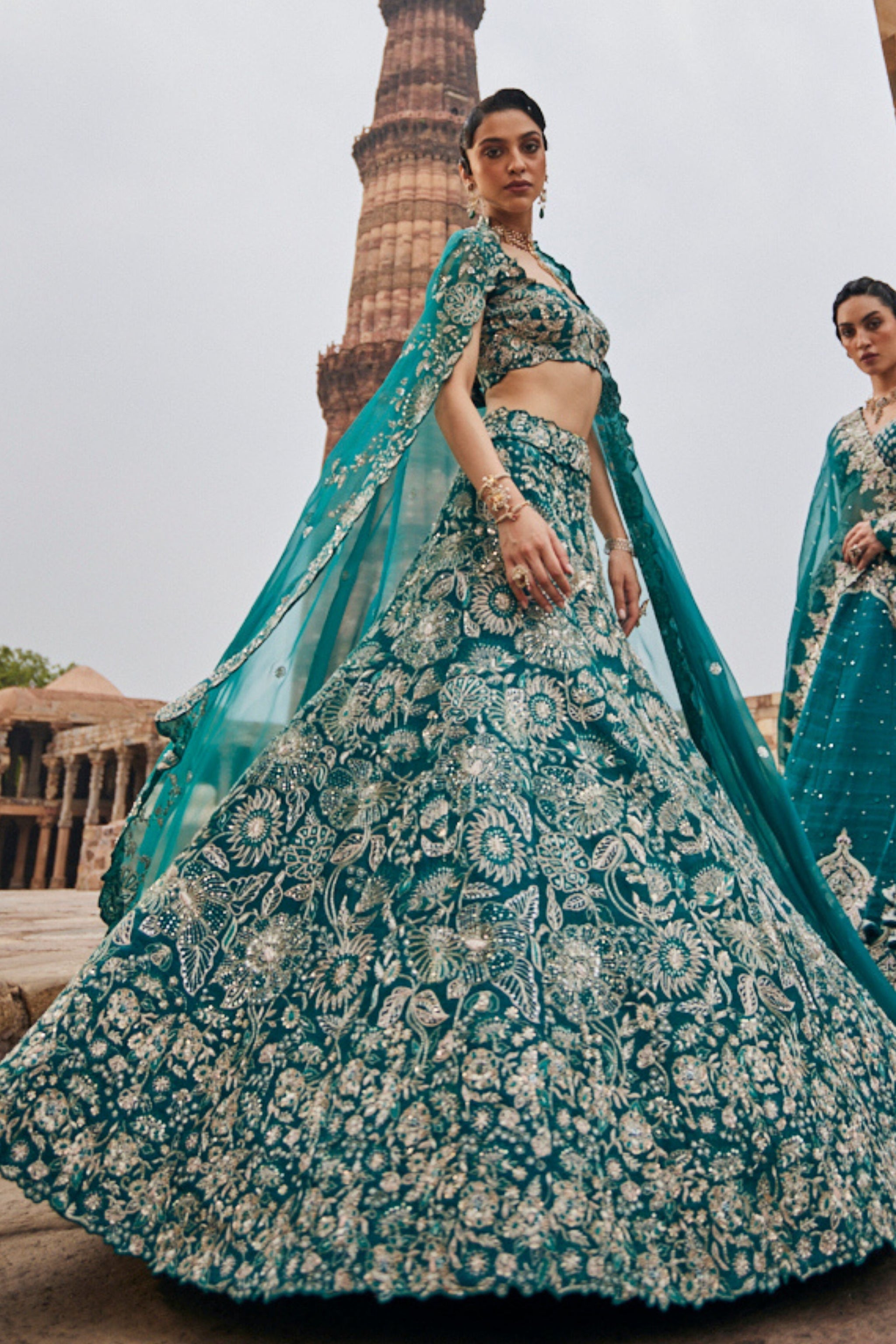 Swathi Veldandi Turquoise Bridal Lehenga Set Elahe