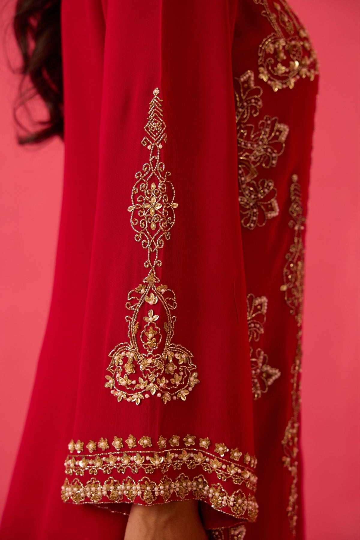 Crimson Red Sharara Set