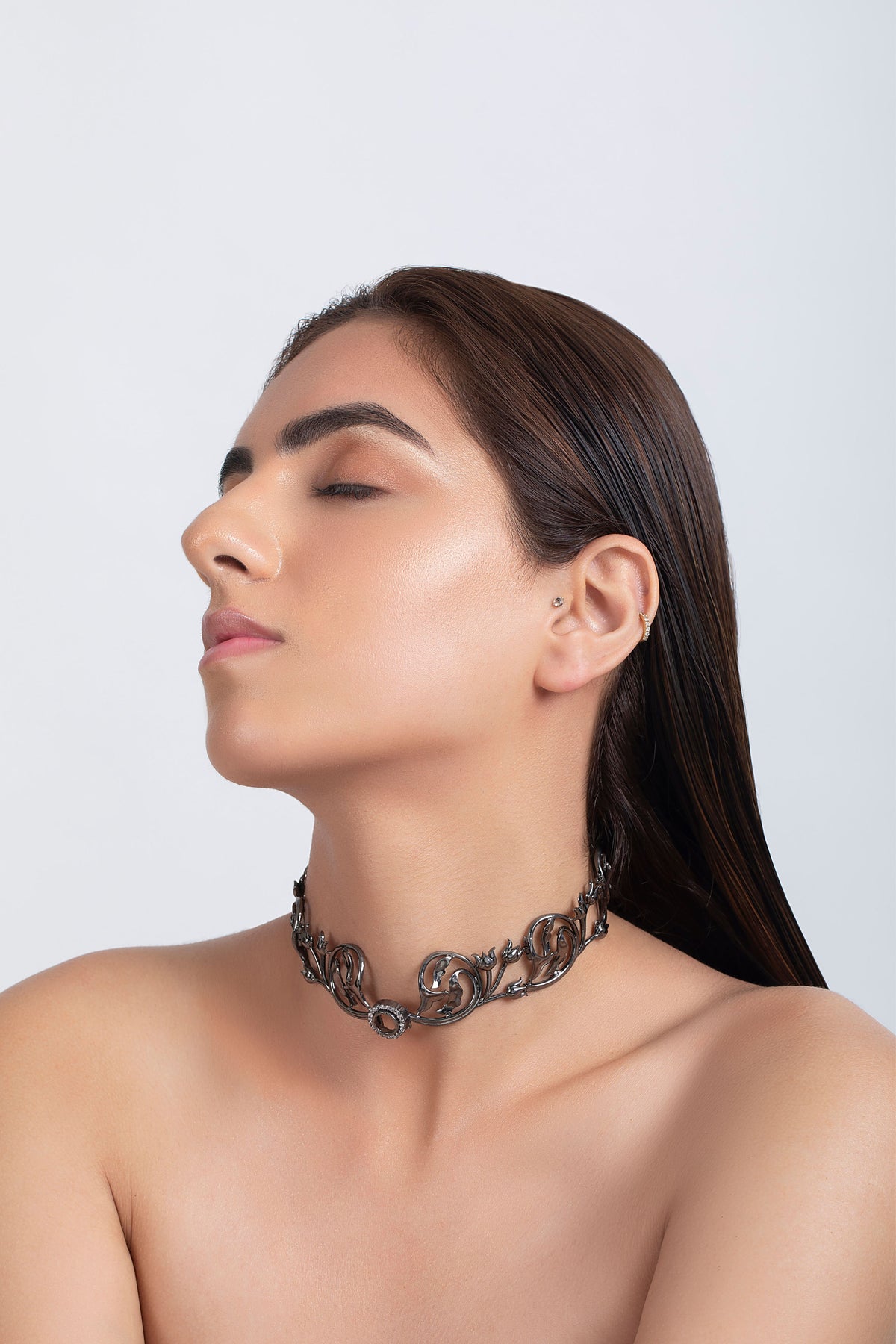 Gun metal persephone choker