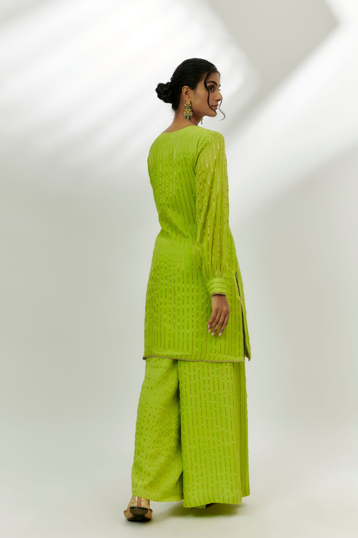 Lime Green Embroidered Kurta Set