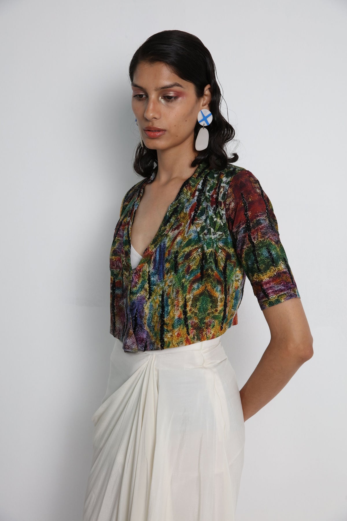 Multicolour Printed Jacket Set