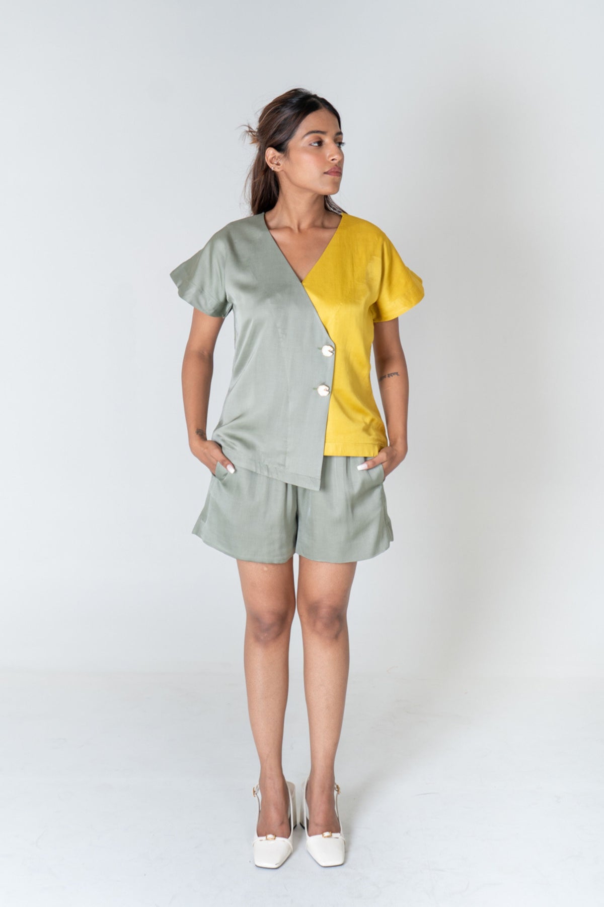 Green-yellow Short Co-ord Set