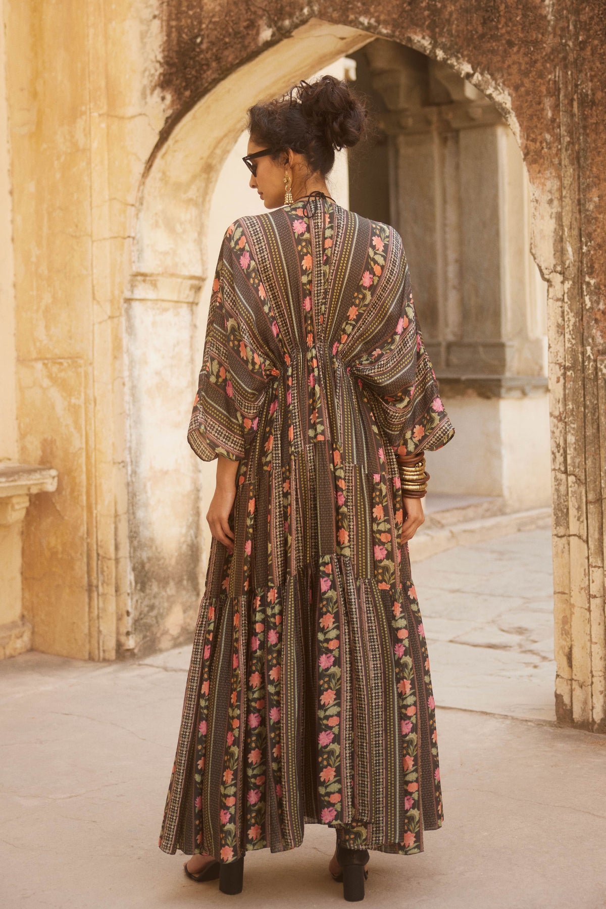 Embroidered Multi Colour Kaftan Set