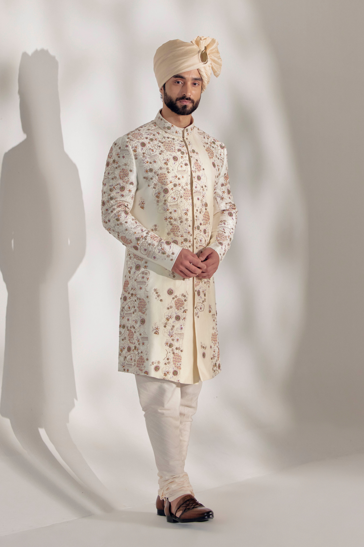 Ivory Ochre Sherwani Set