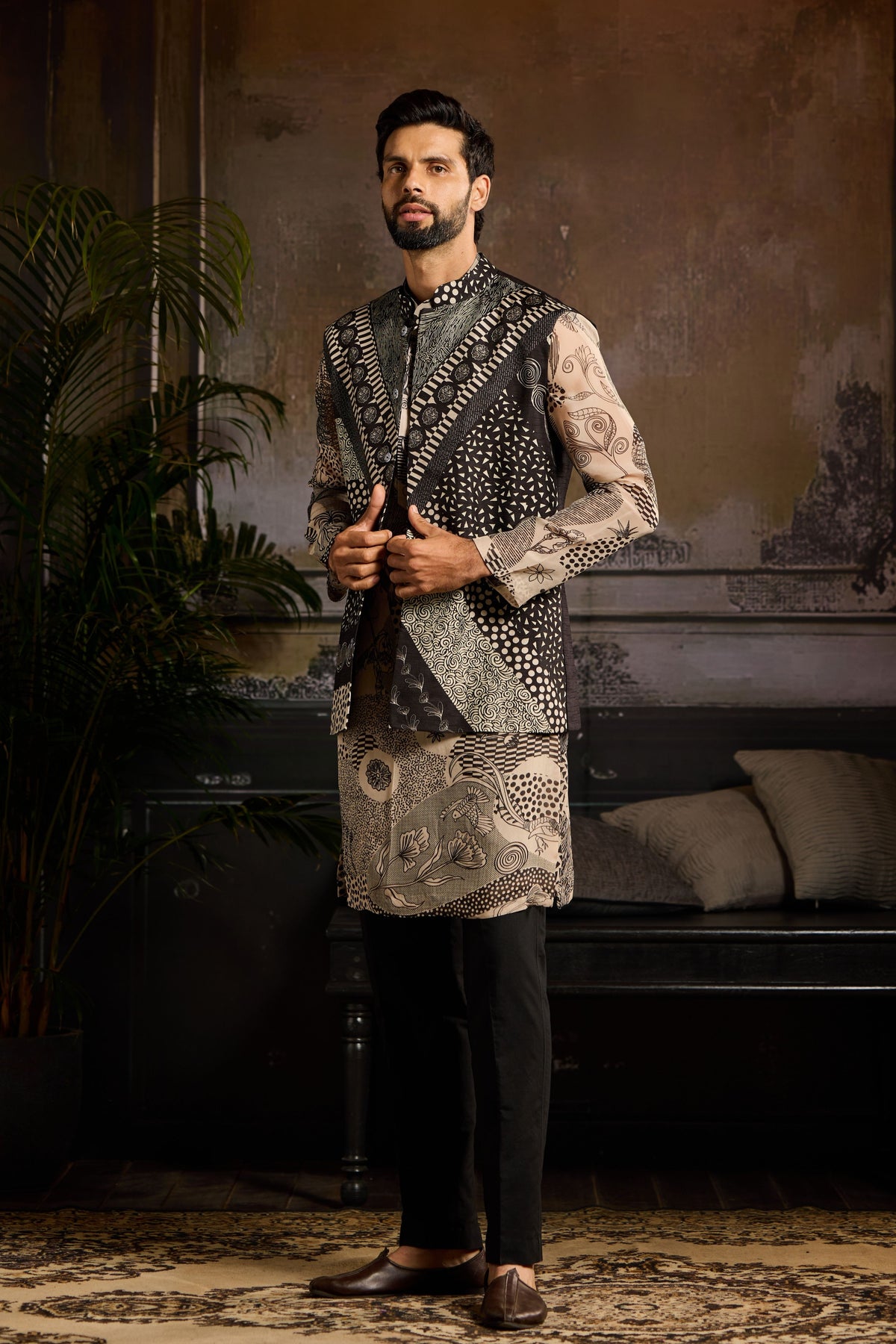 Black Printed Bundi set