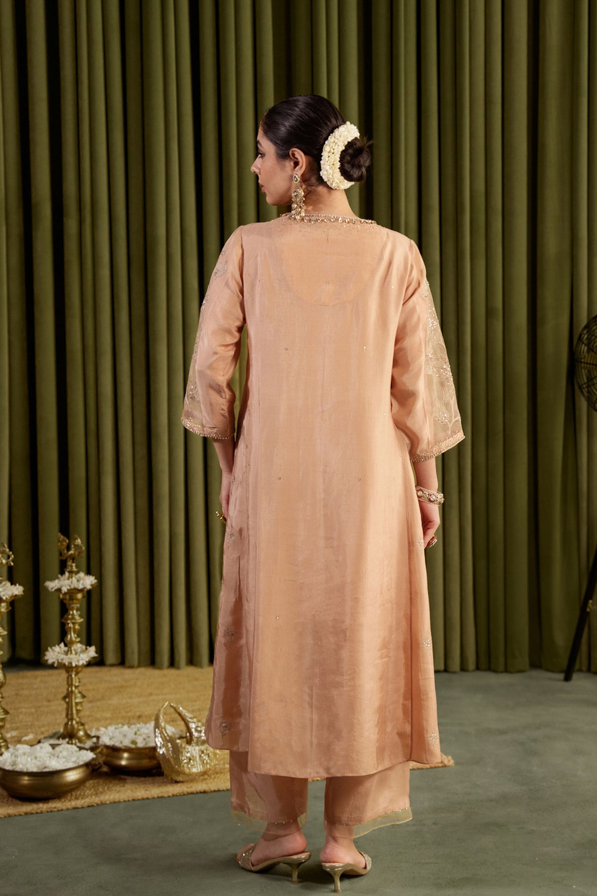 Golden Beige Kalidar Kurta Set