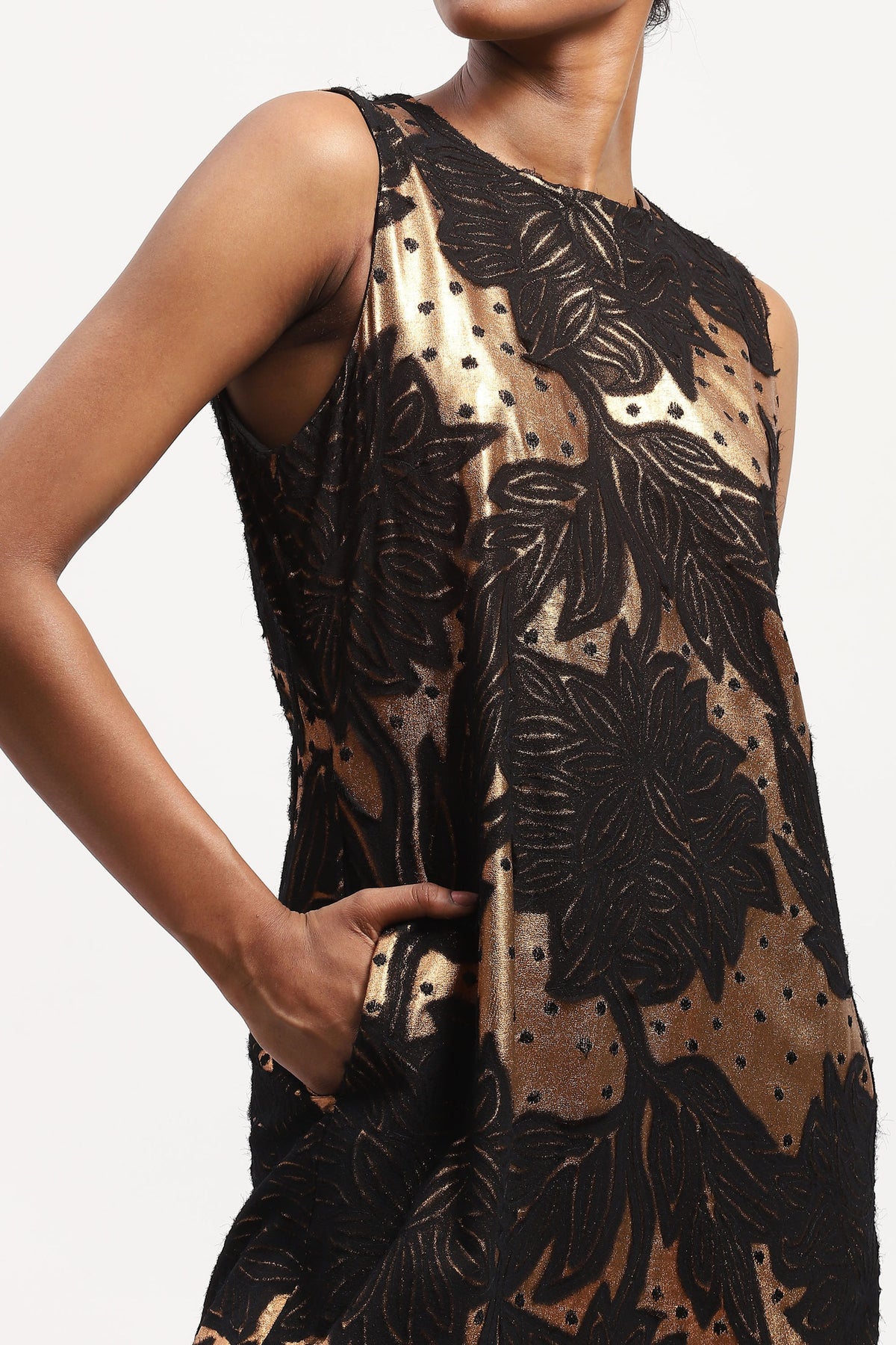 Foil Floral Cutwork Dress