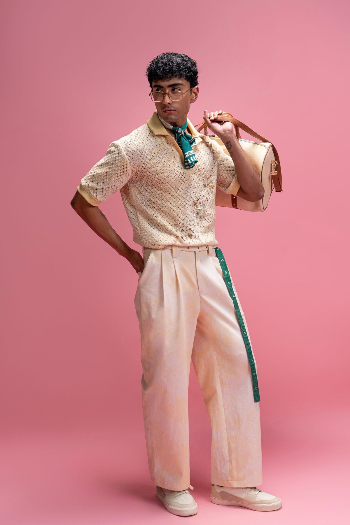 Cotton Lace Shirt Trousers Set