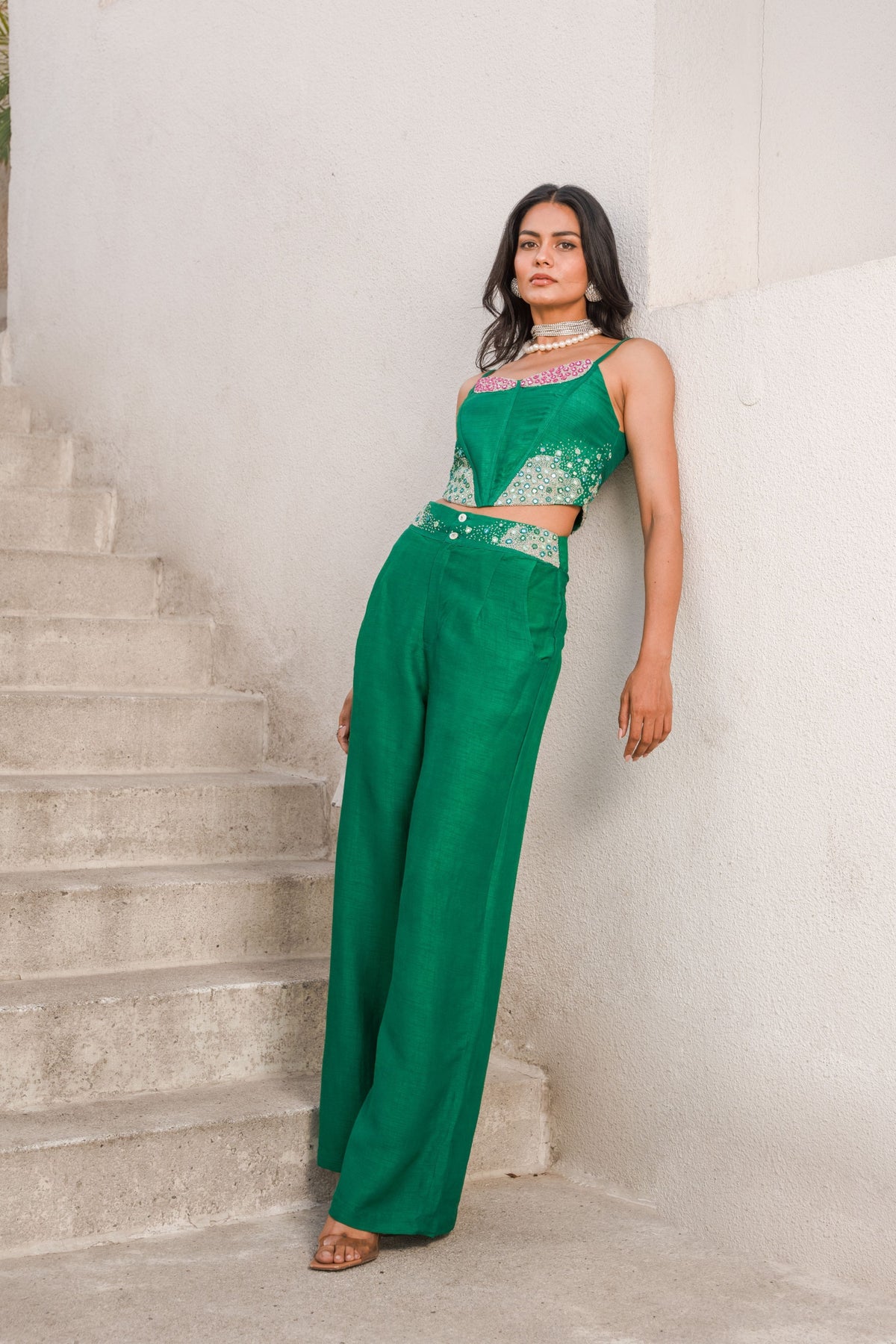 Basil Green Mirror Co-ord Set
