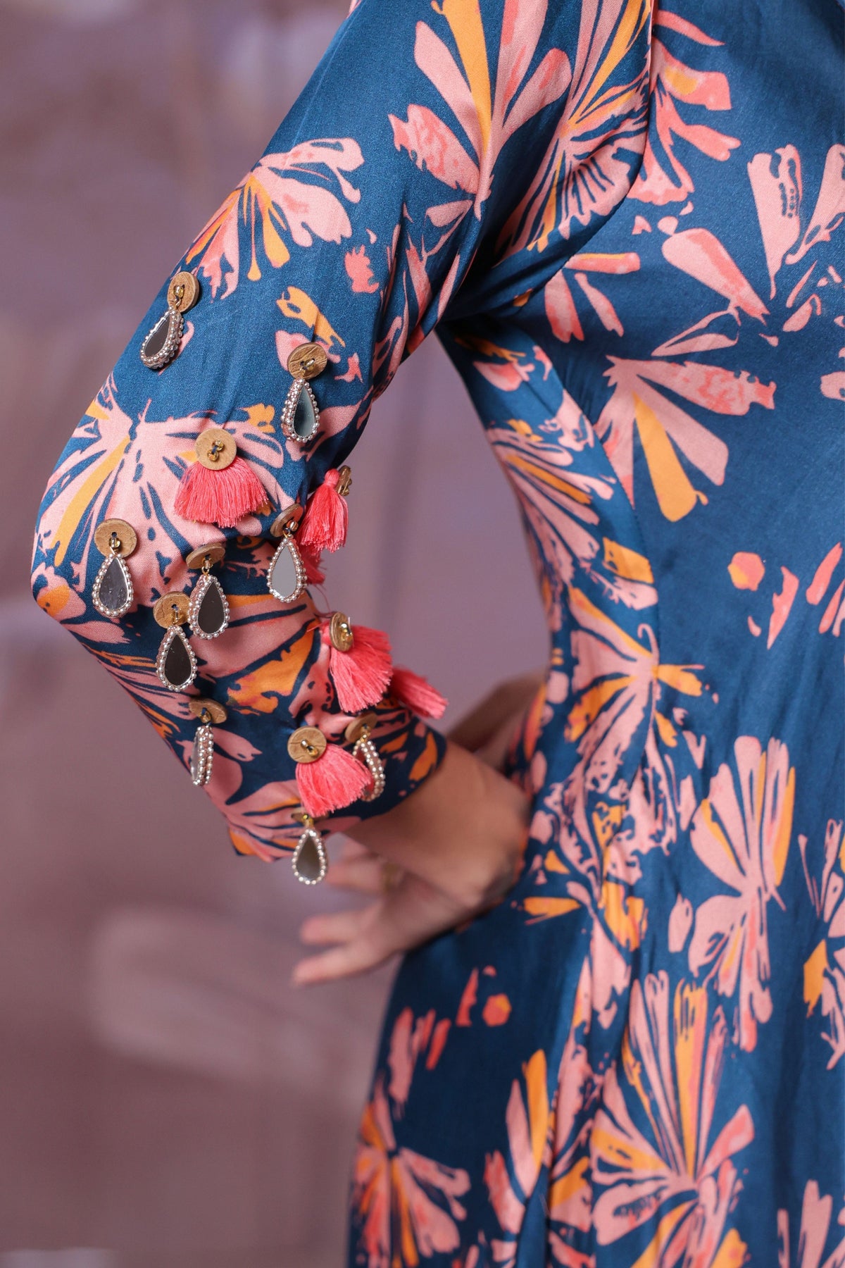 Ballygunge Prussian Tassel Tunic Set
