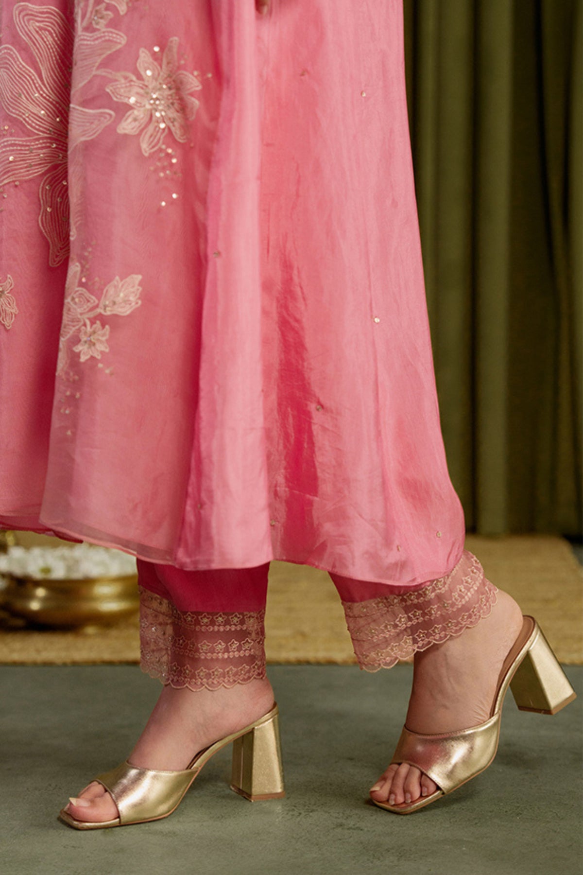 Rose Pink Embroidery Kurta Set