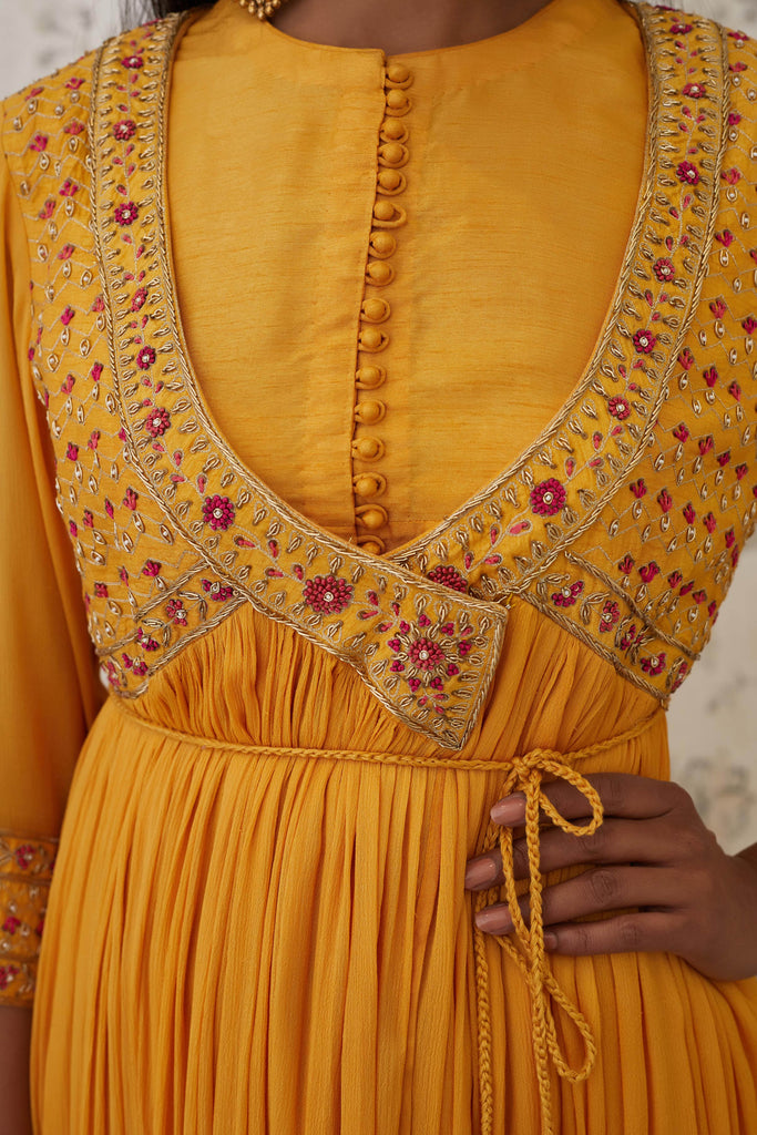 Mango yellow angrakha set