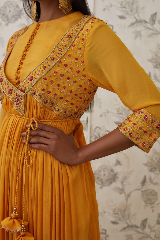 Mango yellow angrakha set