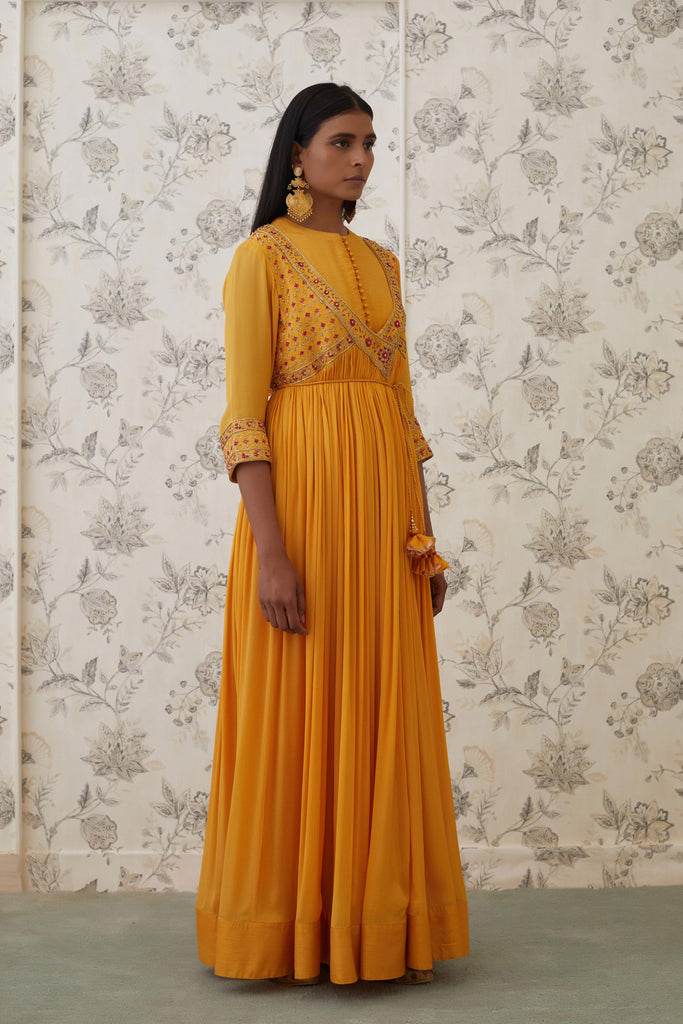 Mango yellow angrakha set