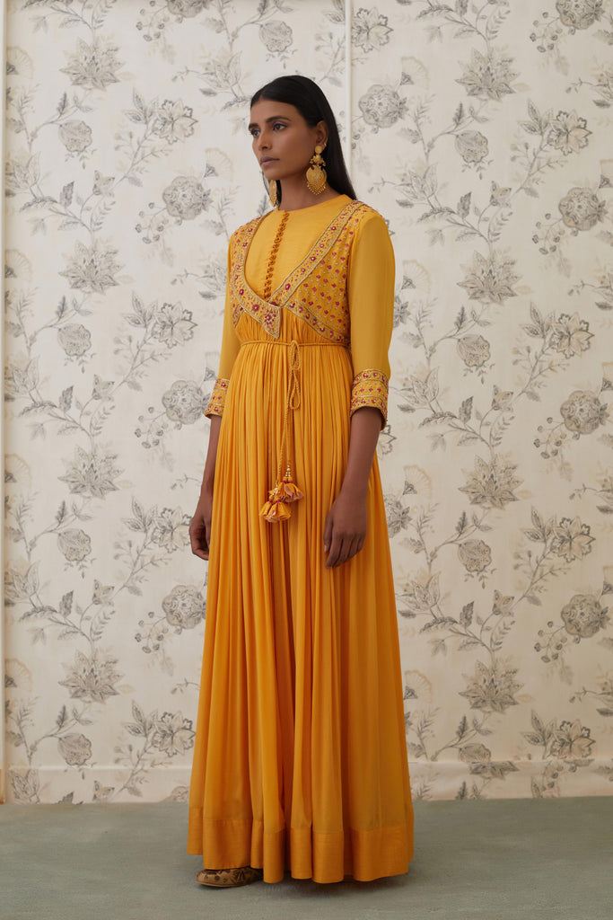 Mango yellow angrakha set